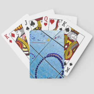 Baraja De Cartas Resumen Mosaico Espejo Geométrico Baltimore Azul
