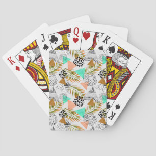 Baraja De Cartas Resumen Patrón de hoja tropical geométrica