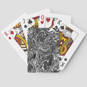 Baraja De Cartas Resumen Patrón de mármol líquido negro y blanco