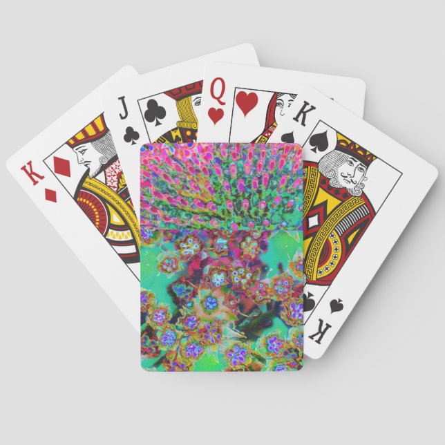 Baraja De Cartas Resumen psicodélico Groovy Purple Sedum (Reverso)