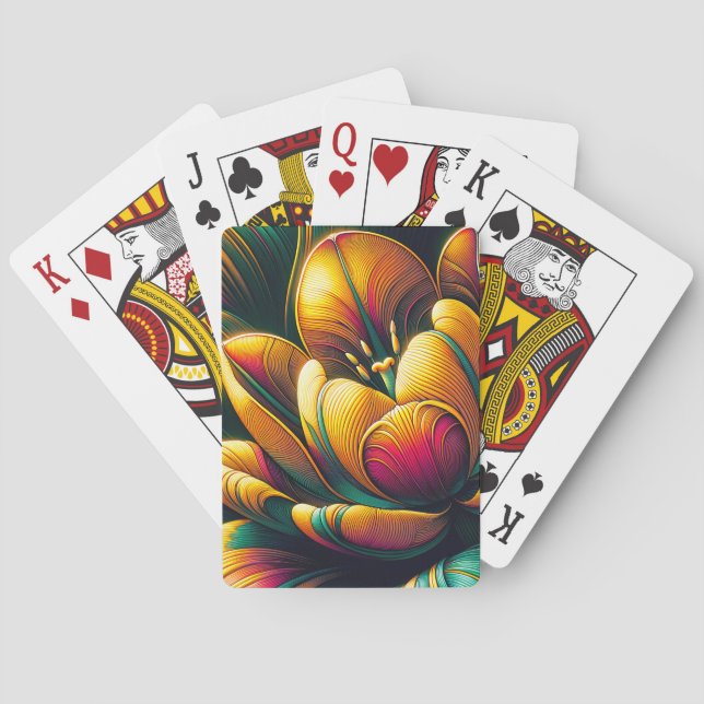 Baraja De Cartas Resumen radiante Tulip Bloom (Reverso)