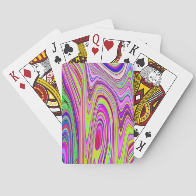 Baraja De Cartas Resumen rocoso amarillo y rosa Groovy arte retro (Reverso)