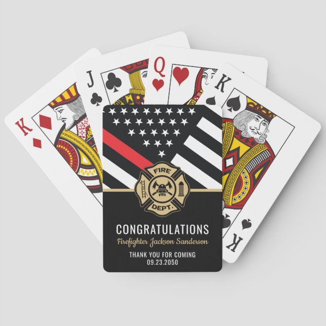 Baraja De Cartas Retiro de la retirada de los bomberos: felicitacio (Reverso)