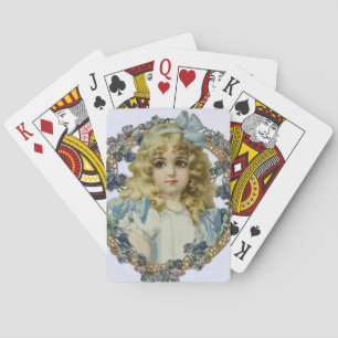 Baraja De Cartas Retrato Antiguo de una Niña Pequeña Hermosa