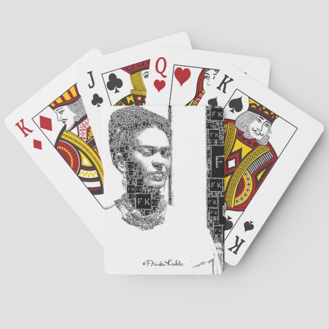 Baraja De Cartas Retrato blanco y negro de Frida Kahlo (Reverso)