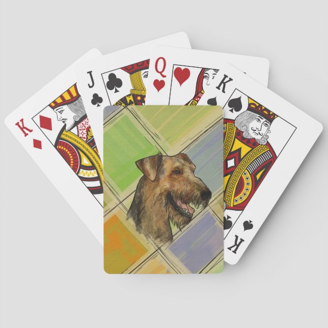 Baraja De Cartas Retrato de Airedale Terrier (Reverso)