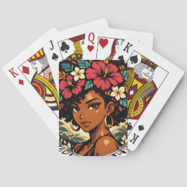 Baraja De Cartas Retrato de Anime de Chica Negra Feroz