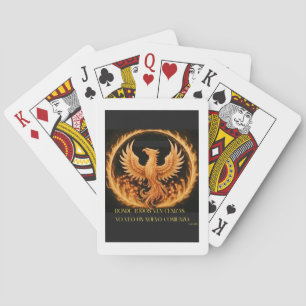 Baraja De Cartas Retrato de Ave Fenix y Frase Motivadora 