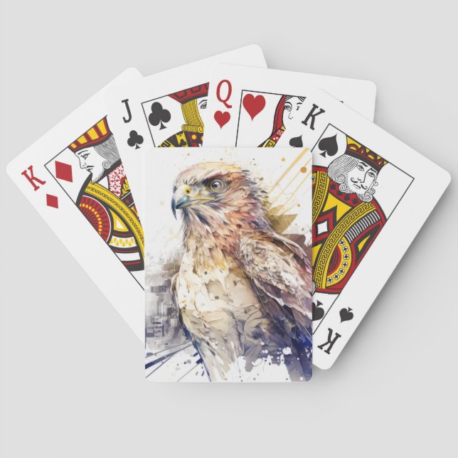 Baraja De Cartas Retrato de aves en el Halcón Pintura de animales s (Reverso)