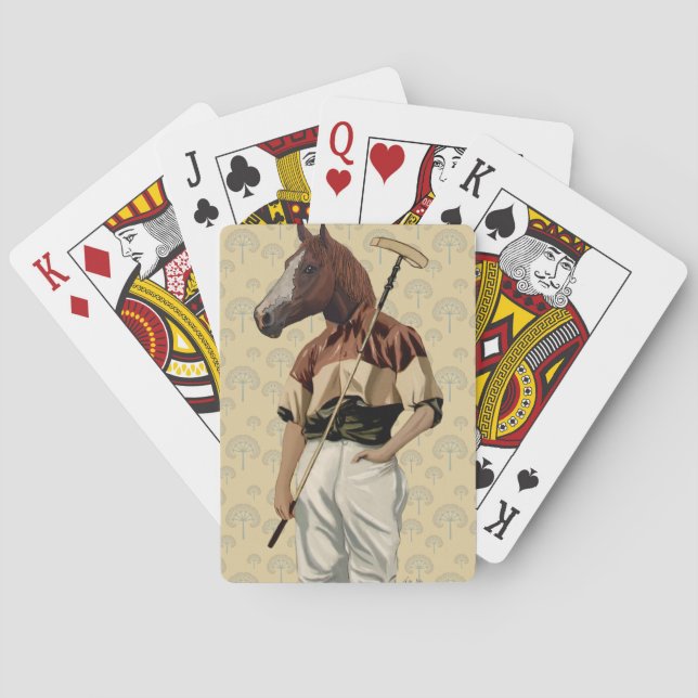 Baraja De Cartas Retrato de caballo de polo (Reverso)