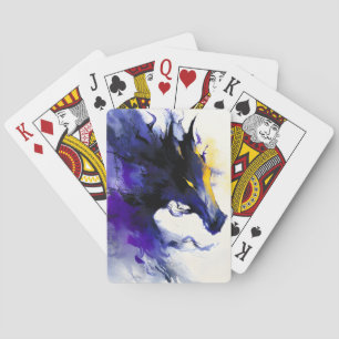 Baraja De Cartas Retrato de caballo negro en acuarela abstracta