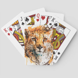 Baraja De Cartas Retrato de Cheetah Pintura de animales Vida silves