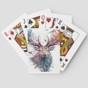 Baraja De Cartas Retrato de Deer Stag Pintura de animales salvajes 