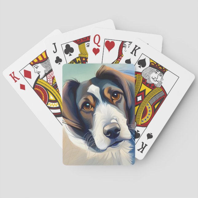Baraja De Cartas Retrato De Esbozo De Perro Cute (Reverso)
