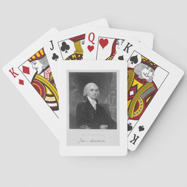 Baraja De Cartas Retrato de James Madison, grabado por Guillermo A. (Reverso)