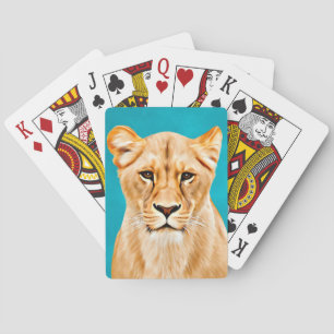 Baraja De Cartas Retrato de leona pintando regalo para los amantes 
