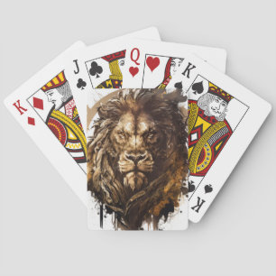 Baraja De Cartas Retrato de leones pintura animal vida silvestre al