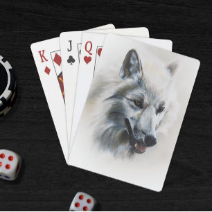 Baraja De Cartas Retrato de lobo blanco majestuoso realista suave
