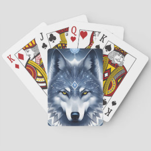 Baraja De Cartas Retrato de Lobo Místico Arte