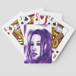 Baraja De Cartas Retrato de mujer morada original arte