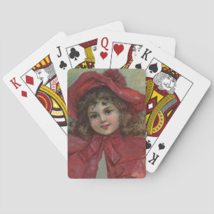 Baraja De Cartas Retrato de niña victoriana de Navidad con sombrero