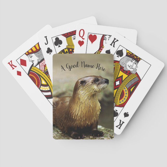 Baraja De Cartas Retrato de Otter de reproducción personalizado con (Reverso)