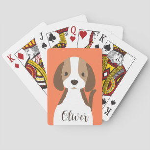 Baraja De Cartas Retrato de perro blanco y marrón