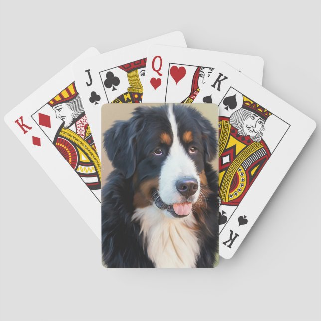 Baraja De Cartas Retrato de perro de montaña de Bernese (Reverso)