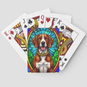 Baraja De Cartas Retrato de perro regio con marco de oro lujoso