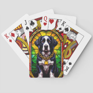 Baraja De Cartas Retrato de perro regio con marco de oro lujoso