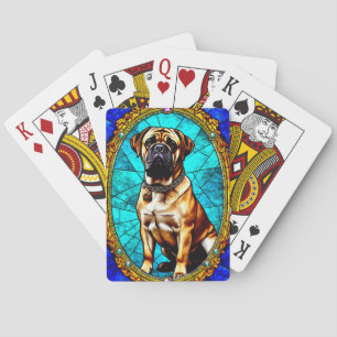 Baraja De Cartas Retrato de perro regio con marco de oro lujoso