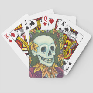 BARAJA DE CARTAS RETRATO DE SKELETON, CUADRO DE TARJETAS HALLOWEEN