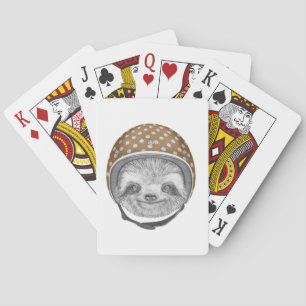 Baraja De Cartas Retrato De Sloth Casco de motocicleta