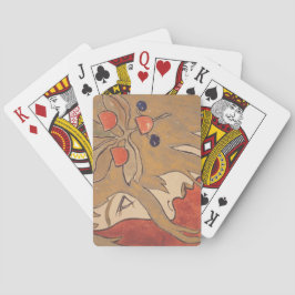 Baraja De Cartas Retrato de un bello Chica en rojo (Art Nouveau)