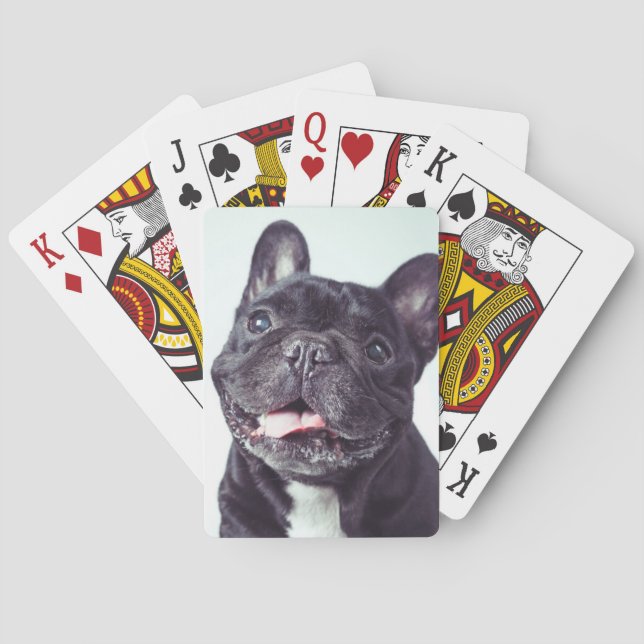 Baraja De Cartas Retrato de un feliz Bulldog francés (Reverso)