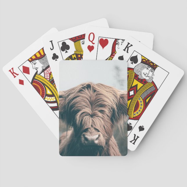 Baraja De Cartas Retrato de vaca Highland (Reverso)
