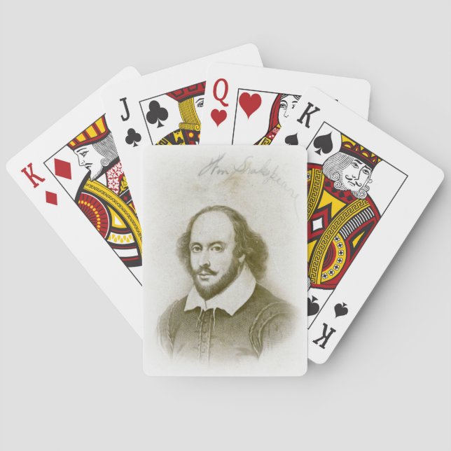 Baraja De Cartas Retrato de William Shakespeare y tarjetas de firma (Reverso)