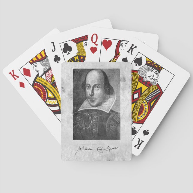 Baraja De Cartas Retrato de William Shakespeare y tarjetas de firma (Reverso)