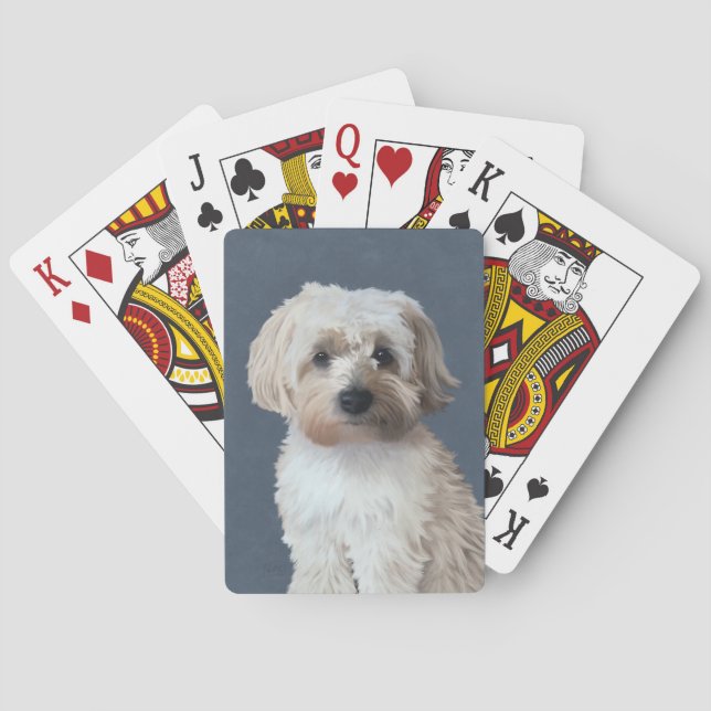 Baraja De Cartas Retrato del mascota del perro Shorkie (Reverso)