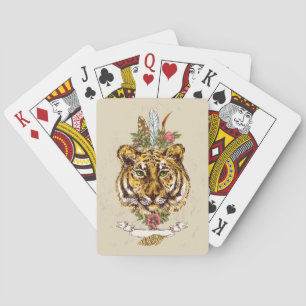 Baraja De Cartas Retrato estilo Tigre Boho