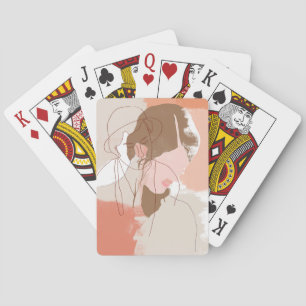 Baraja De Cartas Retrato femenino de contorno pintado