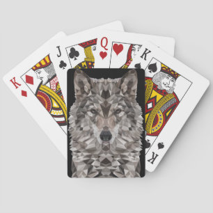 Baraja De Cartas Retrato geométrico de lobo gris