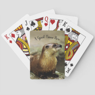 Baraja De Cartas Retrato juguetón de nutria personalizado con nombr