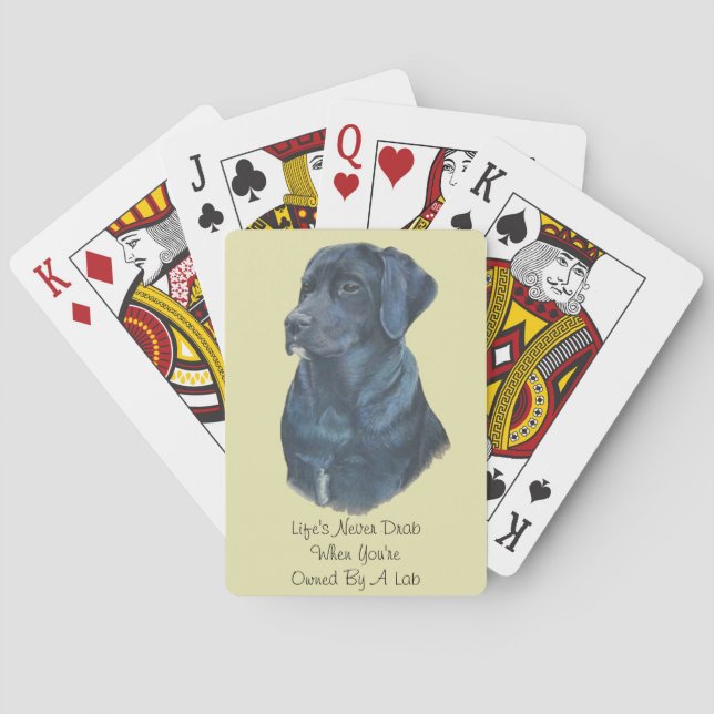 Baraja De Cartas Retrato mascota de perro labrador negro (Reverso)