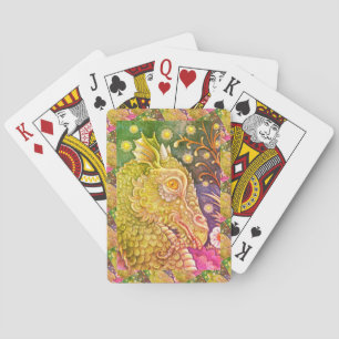 BARAJA DE CARTAS RETRATO MEDIEVAL DE LA CABEZA DEL DRAGÓN, FANTASÍA