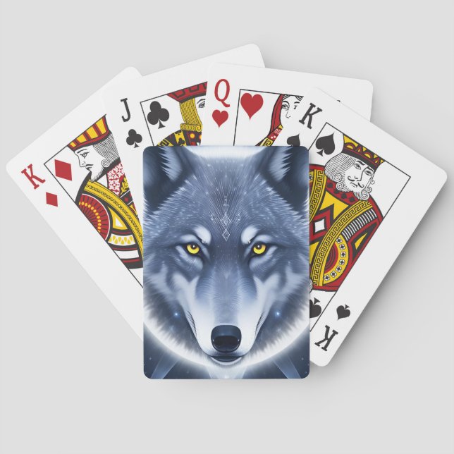 Baraja De Cartas Retrato místico de lobo (Reverso)