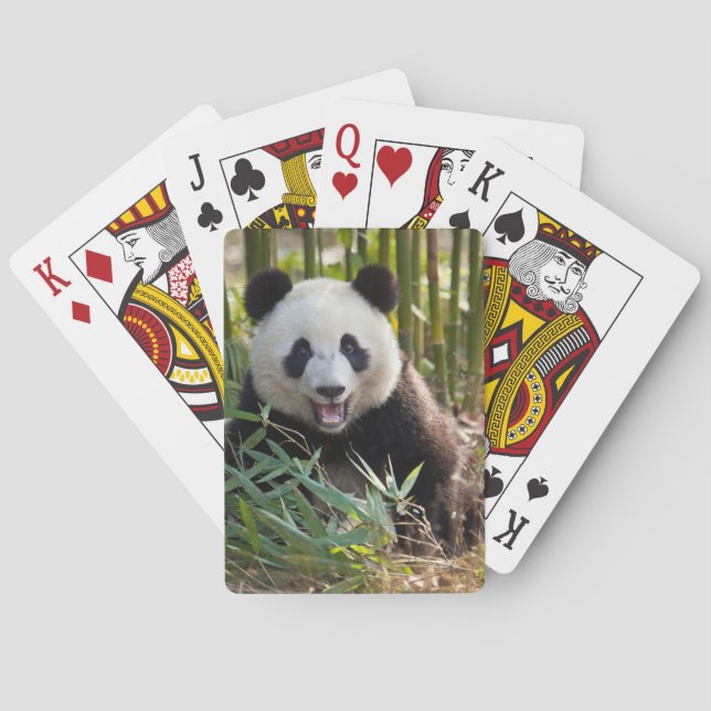 Baraja De Cartas Retrato sonriente de la panda (Reverso)