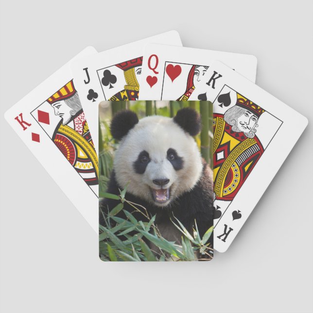 Baraja De Cartas Retrato sonriente de la panda (Reverso)