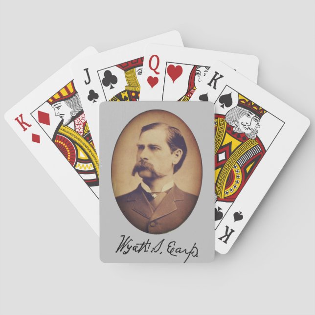 Baraja De Cartas Retrato y firma de Wyatt Earp (Reverso)