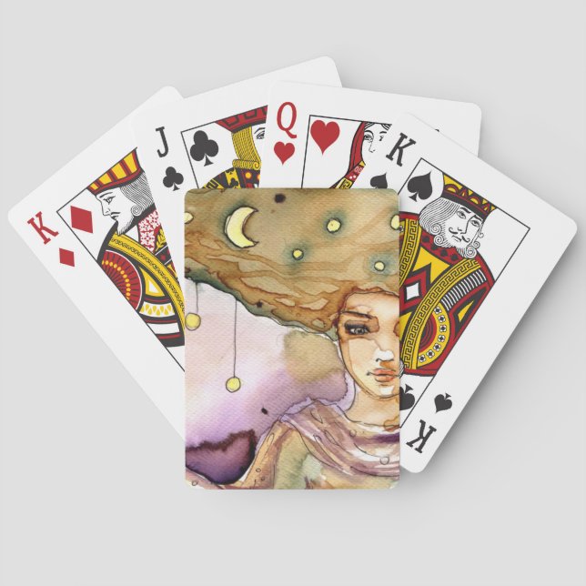 Baraja De Cartas Retrato y mujer abstractos del bonito (Reverso)